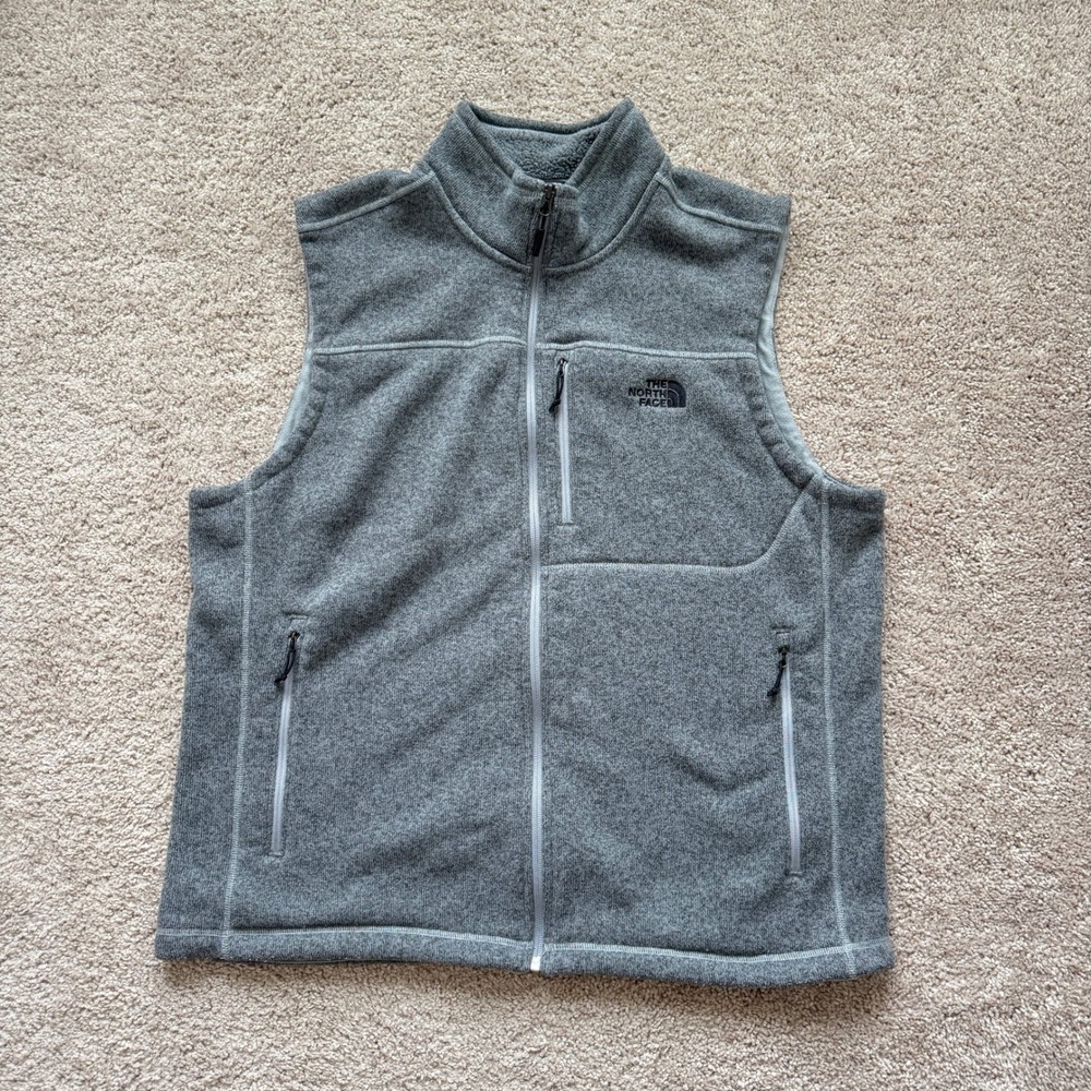 The North Face Gordon Lyons Fleece Vest Mens XXL Gray Full Zip Sweater Jacket